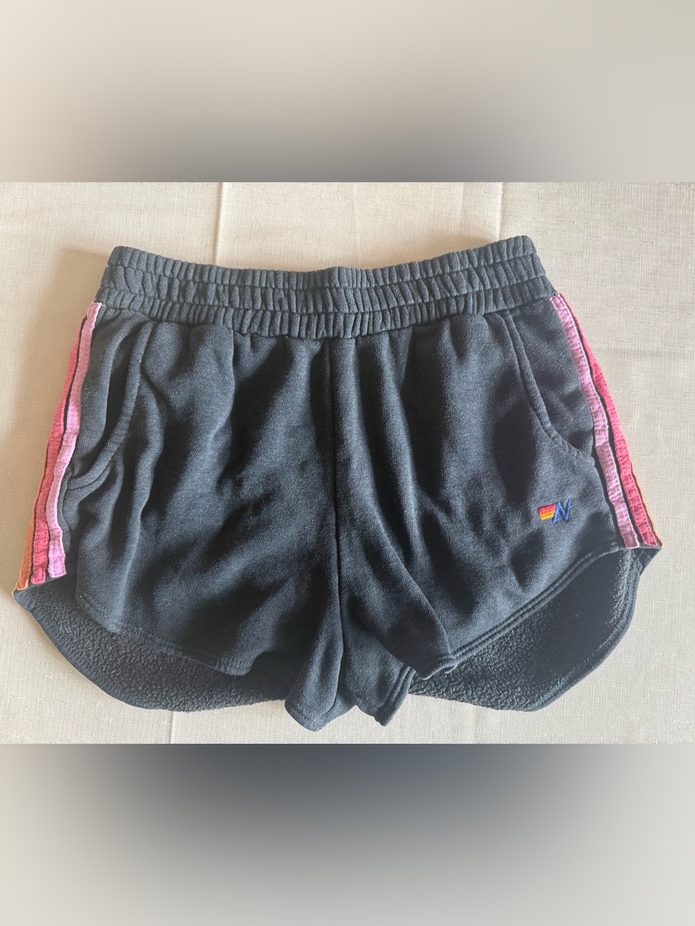 Aviator Nation Charcoal with Pink and colorful Stripes- Med